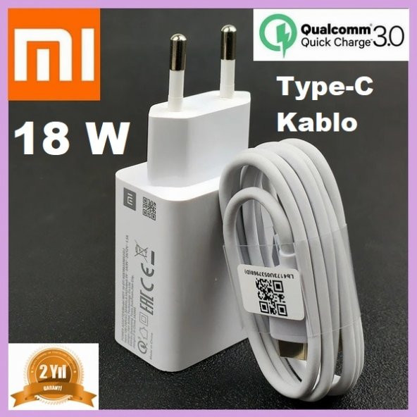 Orjinal Xiaomi Mi A2 Type-C Data Kablo ve 18W 2A MDY08EO Hızlı Şarj cihazı