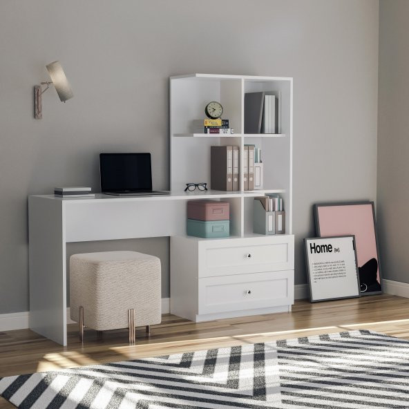 Zenio Side Çalışma Masası Çekmeceli Beyaz - 2