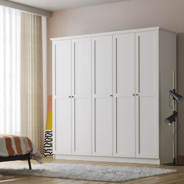Zenio Side 5 Kapaklı Gardırop - Beyaz - 2