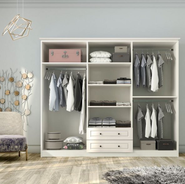 Zenio Assos Diamond 6 Kapaklı 2 Çekmeceli Gardırop - Aynalı - 3