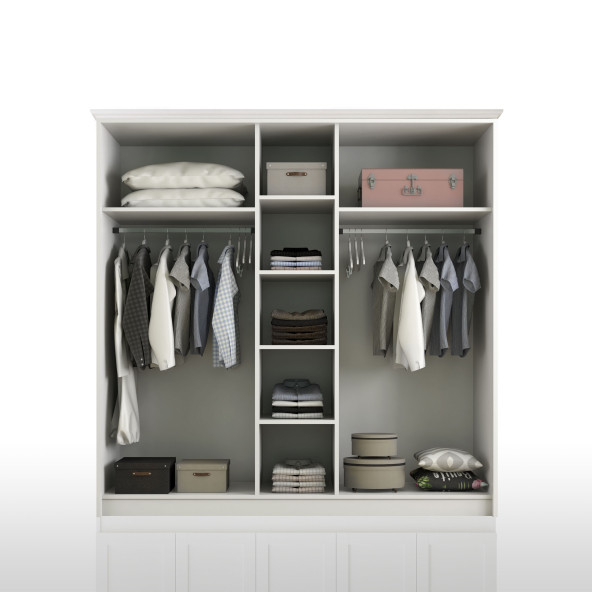 Zenio Side 5 Kapaklı Gardırop - Beyaz - 4