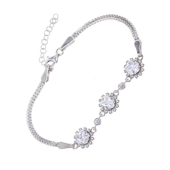 Yıldız Çiçek Model Zirkon Taşlı 925 Ayar Gümüş Kadın Bileklik ürün görseli 1