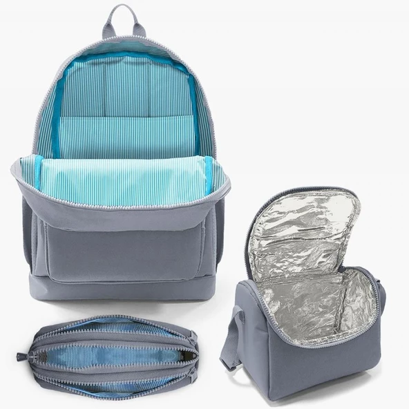 Coral High Kids Mor Pembe Kaktüs Desenli 3'lü Okul Çanta Seti - Resim 3