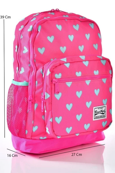 Coral High 23113 Kalp Desenli 3'lü Okul Çantası Seti - Resim 3