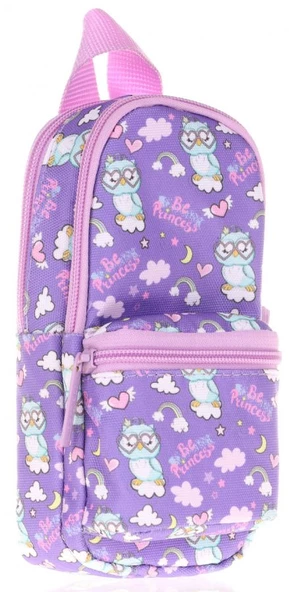 Kaukko Mor Baykuş Okul Çantası ve Kalemlik Seti - Kız Çocuk - Resim 3