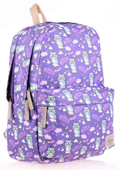 Kaukko Mor Baykuş Okul Çantası ve Kalemlik Seti - Kız Çocuk - Resim 2