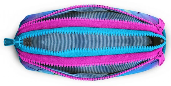 Coral High Mavi Pembe Flamingo Üç Bölmeli Kalem Çantası - Kız Çocuk - Resim 2