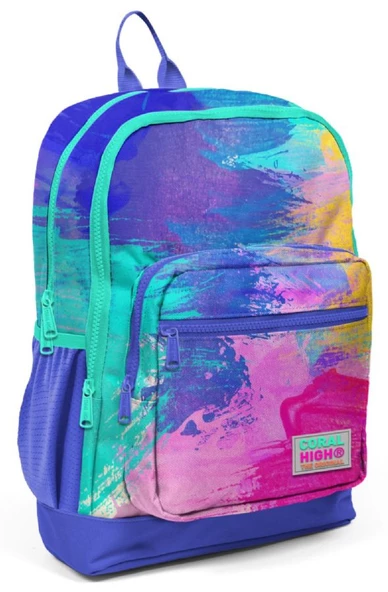 Coral High Renkli Fırça Darbeleri İlkokul ve Günlük Sırt Çantası - Kız Çocuk - USB Soketli ürün görseli