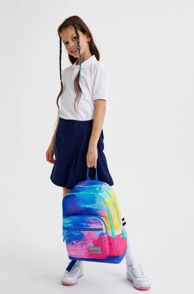Coral High Renkli Fırça Darbeleri İlkokul ve Günlük Sırt Çantası - Kız Çocuk - USB Soketli - Resim 4