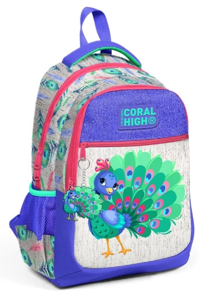 Coral High Kız Çocuk İlkokul ve Ortaokul Sırt Çantası - Yeşil Tavuskuşu ürün görseli