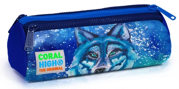 Coral High Mavi Kurt Üç Bölmeli Kalemlik -Erkek Çocuk