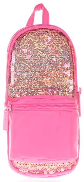 Kaukko Magical Kız Çocuk Pullu Pembe Üç Bölmeli Kalem Çantası - Çanta Şekilli - 2