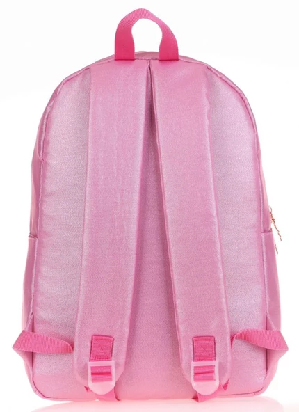 Kaukko Sparkle Pembe Okul Sırt Çantası - Simli Kumaş - Ortaokul Lise Günlük - 2