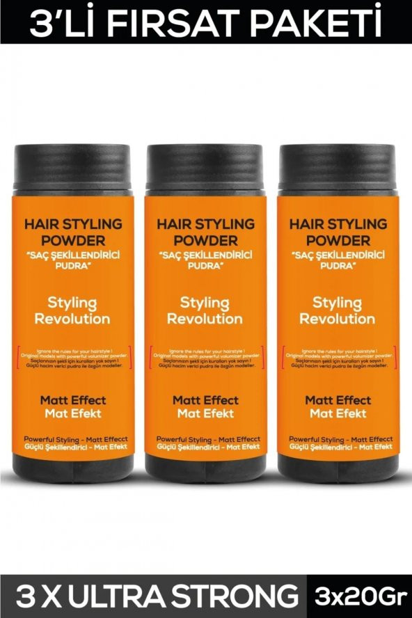 Fontenay Saç Şekillendirici Pudra Toz Wax Ultra Strong Turuncu 20gr X3 + Geniş Aralıklı Wax Tarağı 4lü Set - 2