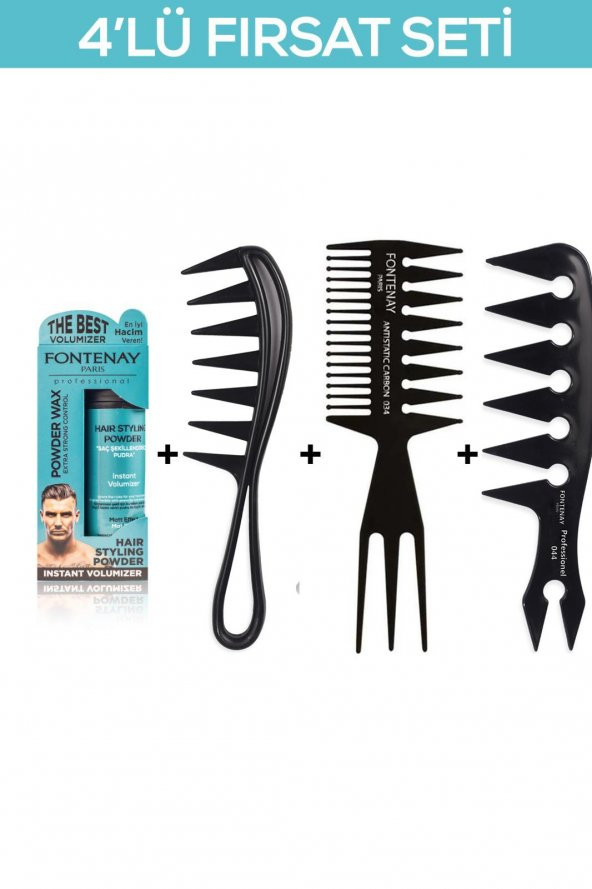 Fontenay Saç Şekillendirici Pudra Toz Wax Mat Effect Mavı 20gr + Şekil Tarağı X3 4lü Set - Resim 2