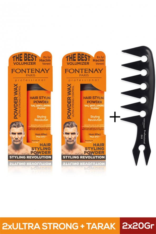 Fontenay Saç Şekillendirici Pudra Toz Wax Ultra Strong Tur. 20gr X2+ Geniş Aralıklı Wax Tarağı 3lü Set