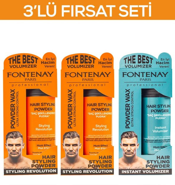 Fontenay Saç Şekillendirici Pudra Toz Wax Mat Effect Ve Ultra Strong X2 20gr 3LÜ WAX SET
