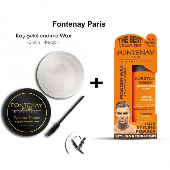 Fontenay Profesyonel Kaş Şekillendirici Wax + Saç Şekillendirici Toz Wax Turuncu 2Li Set