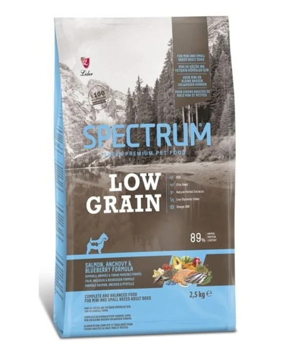 Spectrum Low Grain Somonlu & Hamsili Yaban Mersinli Mini Ve Küçül Irk Yetişkin Köpek Maması 2,5kg