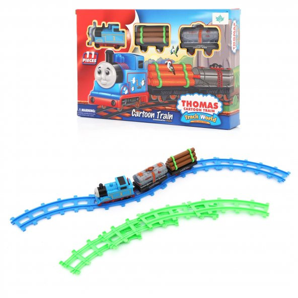 Thomas 11 Parça Pilli Raylı Trend Seti - Çocuk Tren Oyuncak Seti - Vagonlu Pilli Raylı Oyuncak Tren