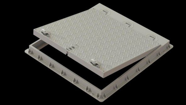 90x100 Kilitli- Menteşeli / Rögar Kapağı / Havuz Kapağı / Peyzaj Kapağı / Plastik Kapak / Çerçeve + Düz Kapak - 2