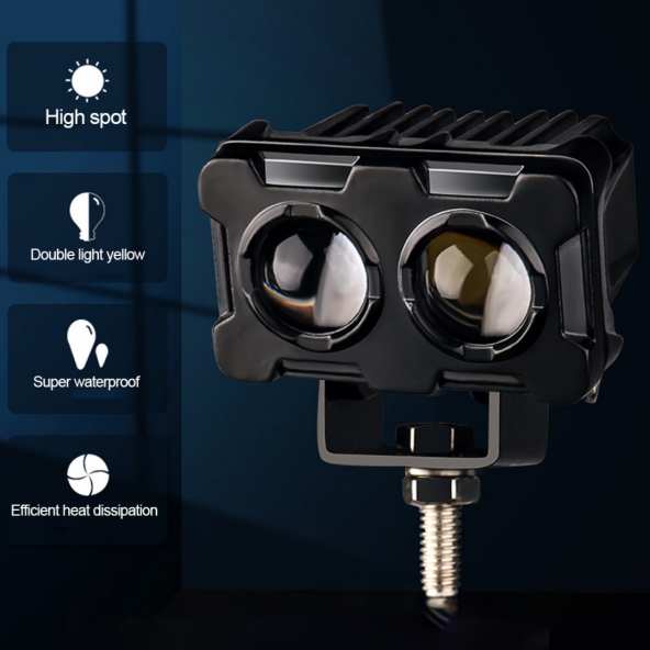 Robot Sis Farı Çift Renk Sarı-Beyaz Araç Motosiklet Off Road Led Lamba Çift Gözlü Projektör 50W Metal Arazi Çalışma Lambası 1 Adet - 9