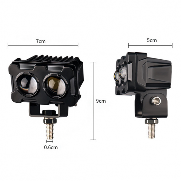 Robot Sis Farı Çift Renk Sarı-Beyaz Araç Motosiklet Off Road Led Lamba Çift Gözlü Projektör 50W Metal Arazi Çalışma Lambası 1 Adet - 2