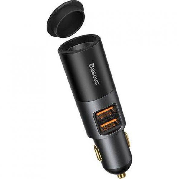 BASEUS 120W 2x USB Girişli Ultra Hızlı Araç Çakmaklık Şarj Aleti, Ek Çakmaklık Girişli