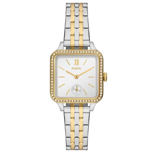 FOSSIL FBQ3908 KARE ALTIN KAPLAMA TAŞLI KADIN KOL SAATİ