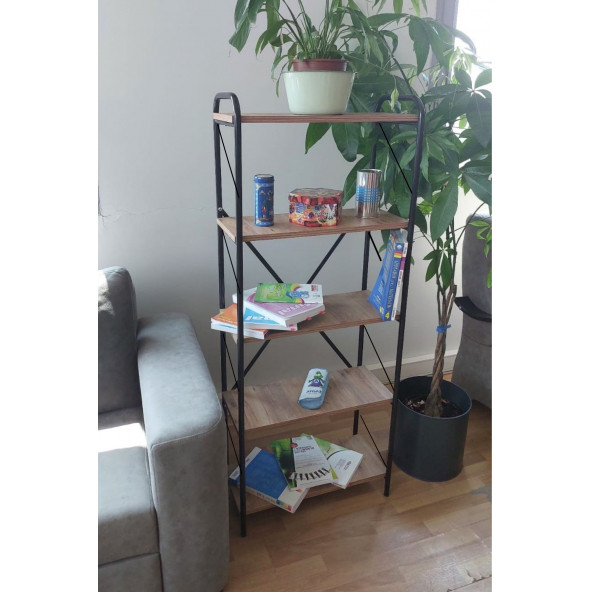 met35 5 Raflı Çok Amaçlı Kitaplık Dosya Kitap Rafı Ferforje - 4