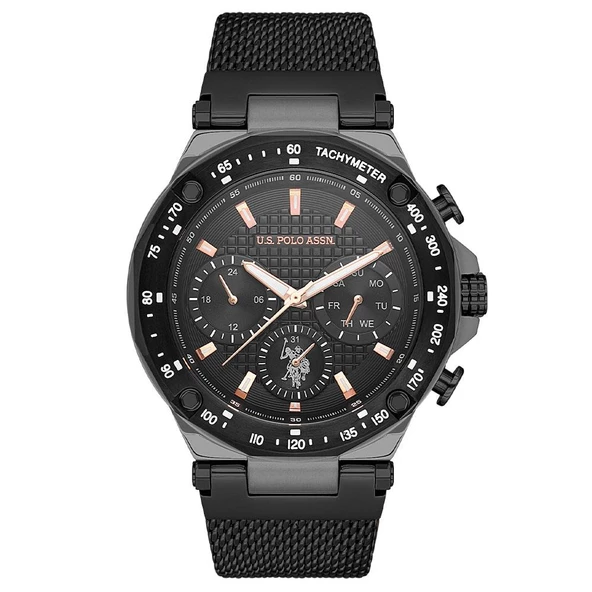 U.S. POLO ASSN. USPA1076-10 SİYAH HASIR KORDON ERKEK KOL SAATİ