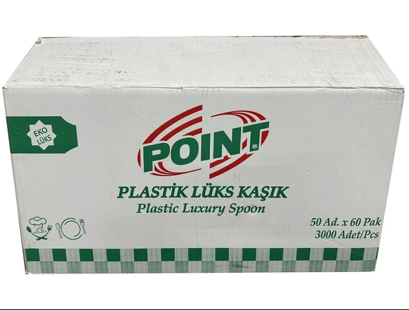 Point Plastik Lüx Şeffaf Kaşık - 18 Cm. - 3.2 Gr. - 3000 Adet - Koli