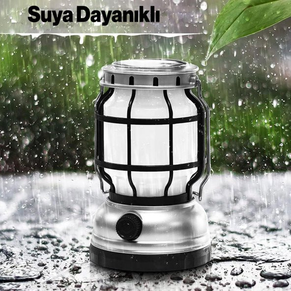 Dekoratif Outdoor Kamp Lambası Ledli Kırmızı Alev Beyaz Işıklı El Feneri Işıldak Şarjlı Çift Modlu - 4