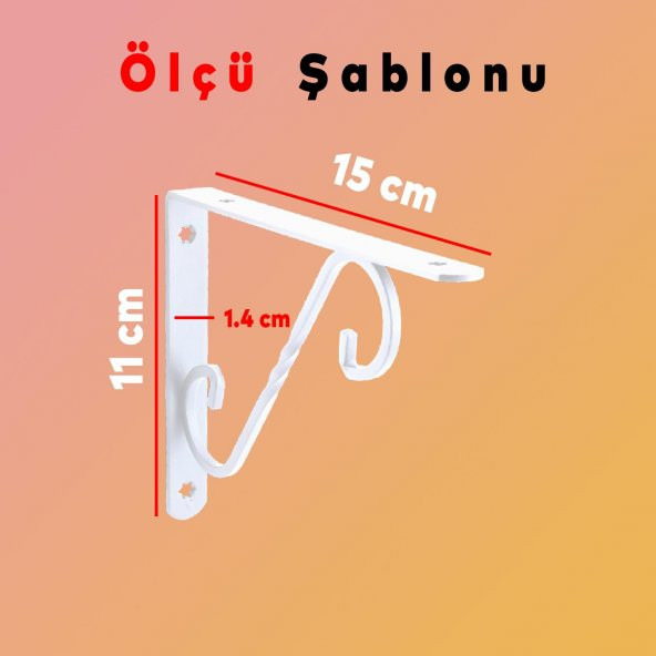 Raf Altı Raf Tutucu Ayak Ferforje Beyaz 150x110 mm 2 ADET - 2