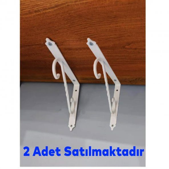 Raf Altı Raf Tutucu Ayak Ferforje Beyaz 150x110 mm 2 ADET - 3