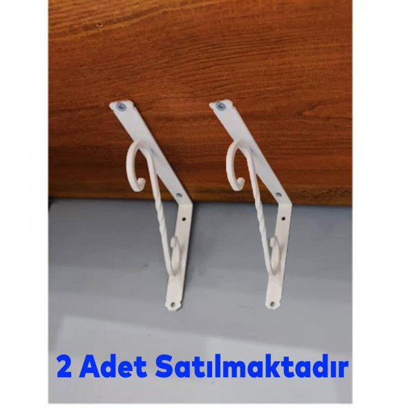 Raf Altı Raf Tutucu Ayak Ferforje Beyaz 195 x 145 mm 2 ADET - Resim 3