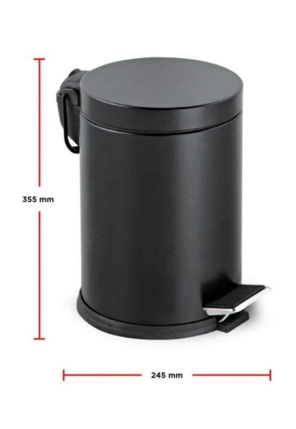 Rossel Premium 12 Lt Pedallı Siyah Renkli Çöp Kovası-815S - 3