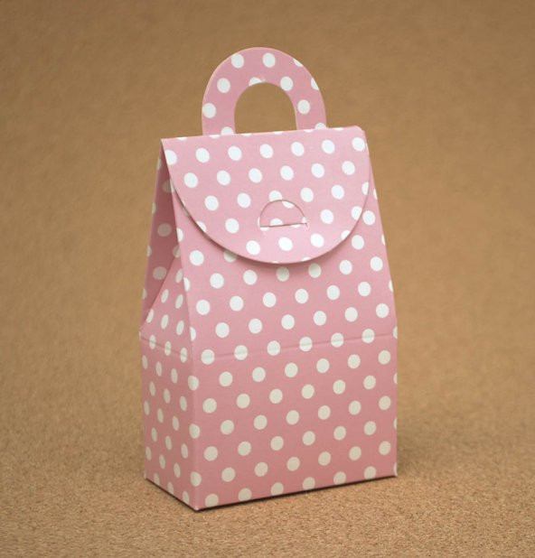 HEDİYE ŞEKER KUTUSU PEMBE PUANLI