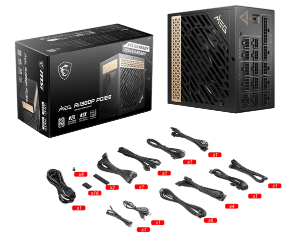MSI MEG AI1300P PCIE5 1300W 80+ PLATINUM PSU - 5