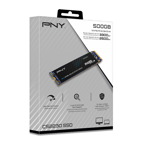 PNY CS2230 500 GB 3300/2500 NVMe PCIe M.2 SSD (M280CS2230-500-RB) - 3