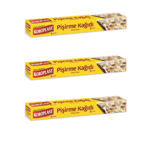 Koroplast Yağlı Fırın Tepsi Pişirme Kızartma Kağıdı - Kesimsiz - 8 Metre - 3 Kutu