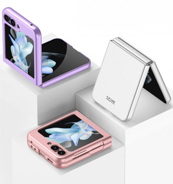 KNY Samsung Galaxy Z Flip 5 Kılıf Ultra Korumalı Sert Kıpta Kapak Gri - 2