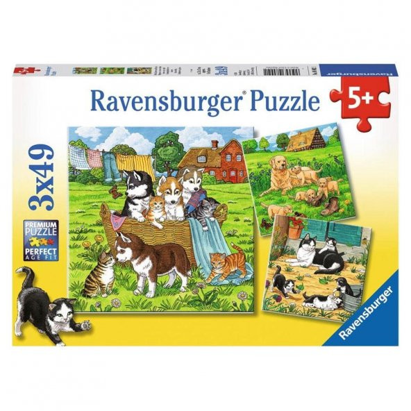 Ravensburger 3x49 Parça Puzzle Tatlı Hayvancıklar  080021 - 1