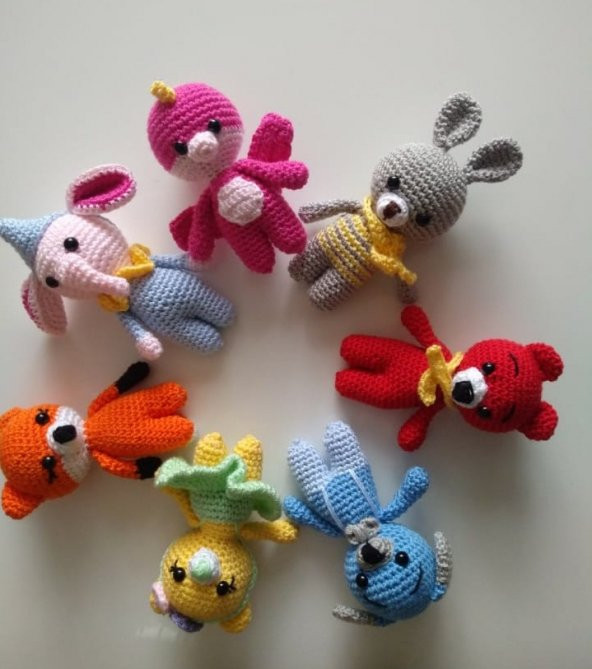Miniş Maskot Hayvanlar Takımı Amigurumi Organik Oyuncak