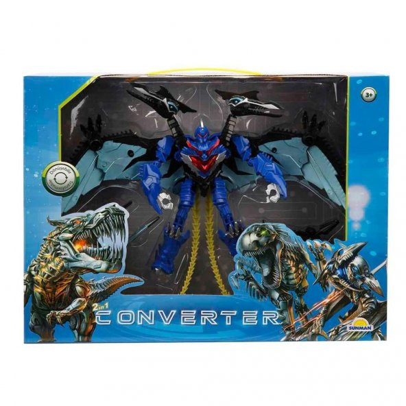 Dönüşebilen Robot Dinozor - Mavi