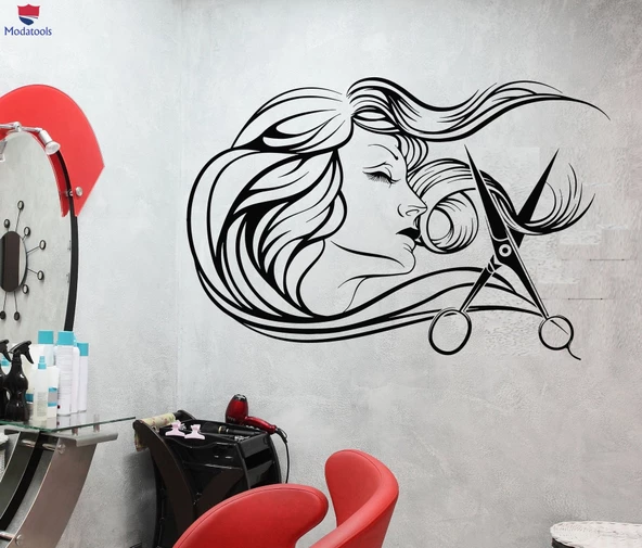Dekorasyon Duvar Sticker Berber Güzellik Salonu Saç Stilisti Moda Modeli Çıkartmalar Benzersiz Hediyelik