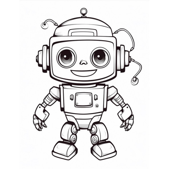 Sevimli Robot Boyama Kitabı - Resim 4