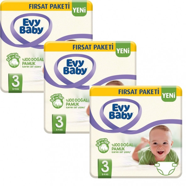 Evybaby Bebek Bezi Paket Midi 186 Adet 3 Beden 5-9 Kg