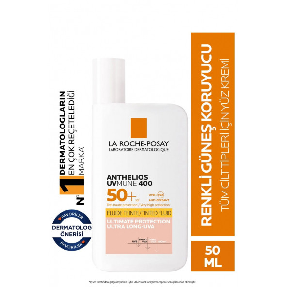 La Roche Posay Anthelios Uvmune Fluid SPF+50 Tüm Ciltler İçin Yüksek Korumalı Renkli Yüz Güneş Kremi