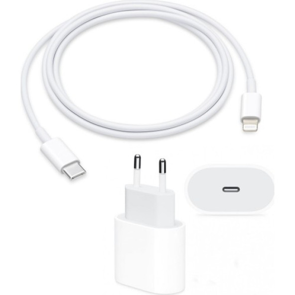 Orjinal Apple iPhone 8 Plus 20W Hızlı Şarj Aleti Seti USB-C MHJE3TU-A + MQGJ2ZM/A (Kablo Dagil) - 6